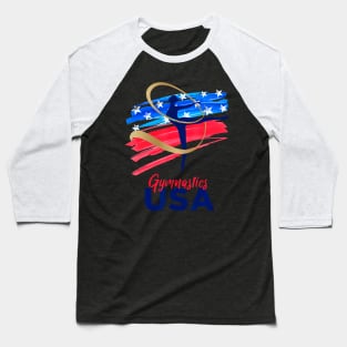 Gymnastics USA Support the Team USA Flag Baseball T-Shirt